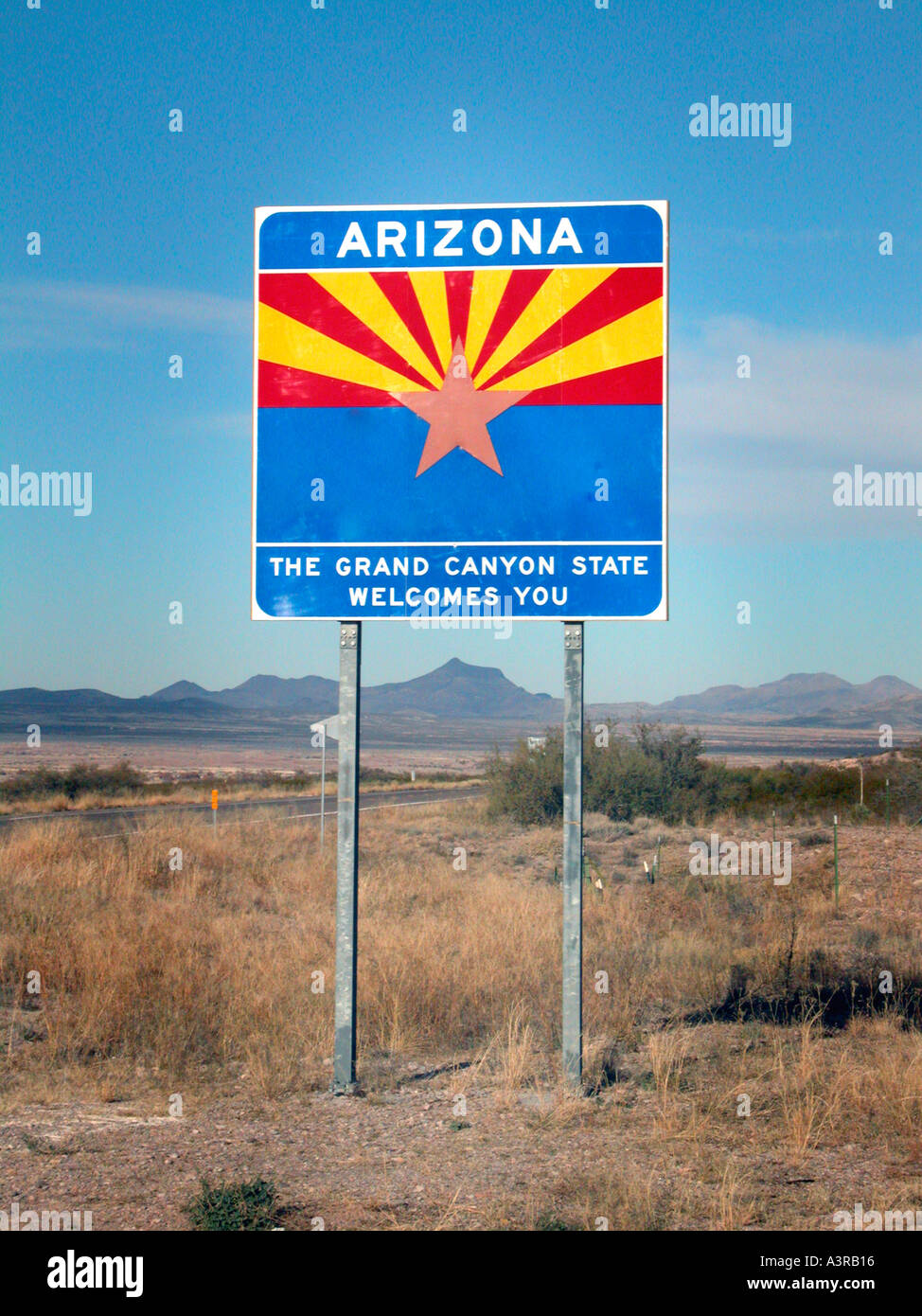to Arizona highway sign in USA Stock Photo Alamy