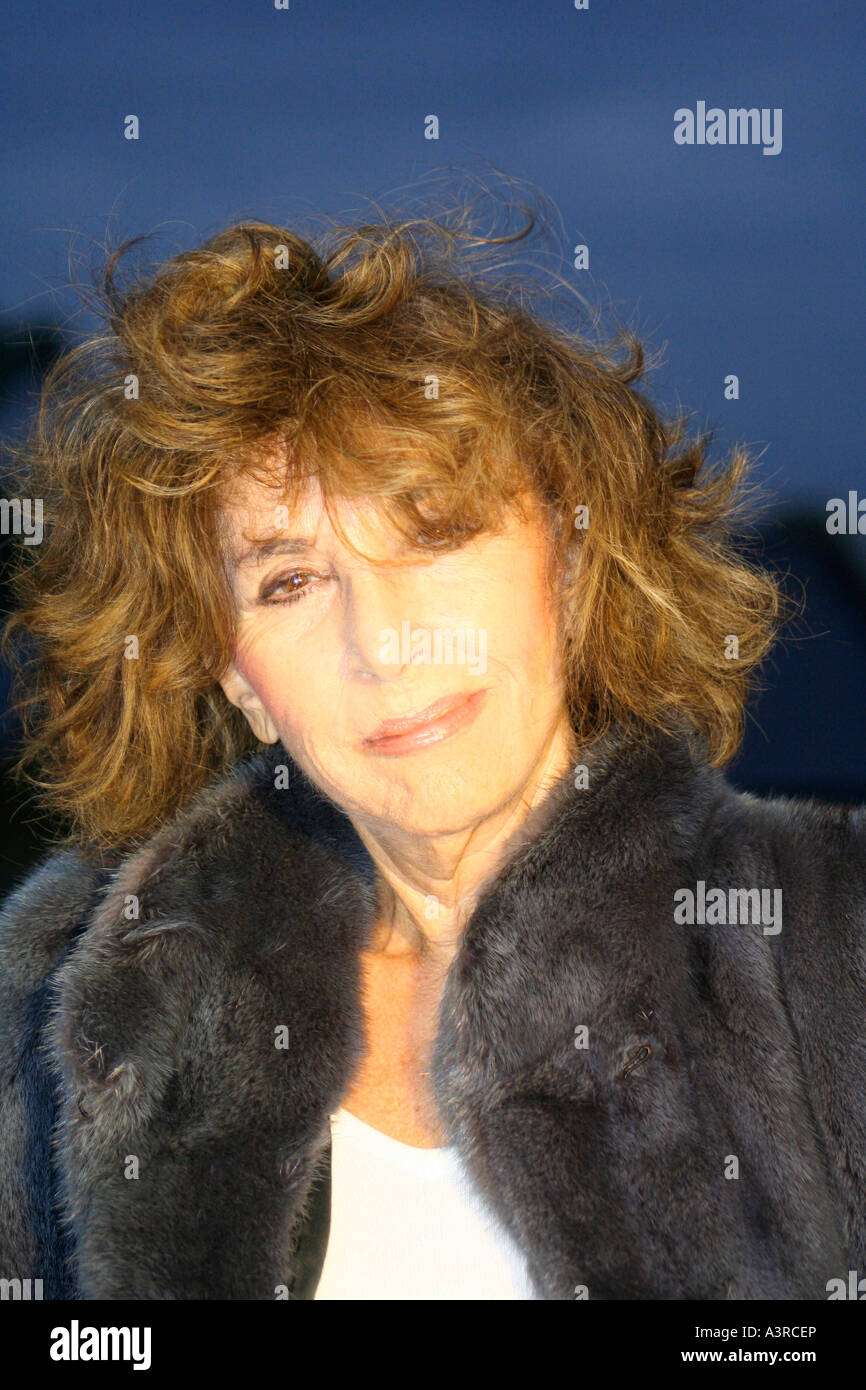 older woman in fur coat Stock Photo
