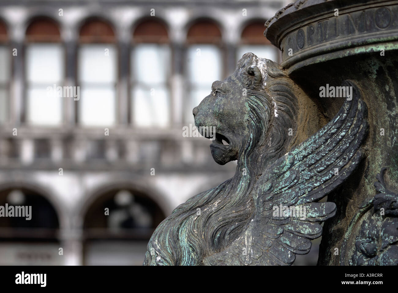 Carved Lion's head. St Mark's Square, San Marco, Venice, Italy Stock Photo