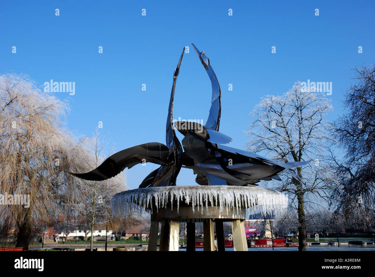 Country Artists Fountain in winter, Stratford-upon-Avon, Warwickshire, England, UK Stock Photo
