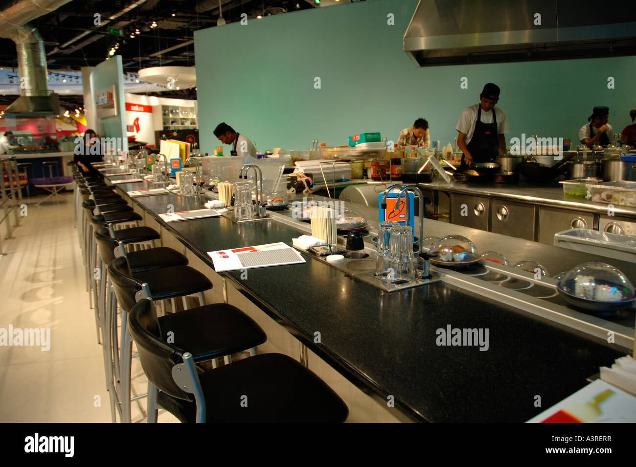 Sushi food on conveyor belt, Birmingham Stock Photo Alamy