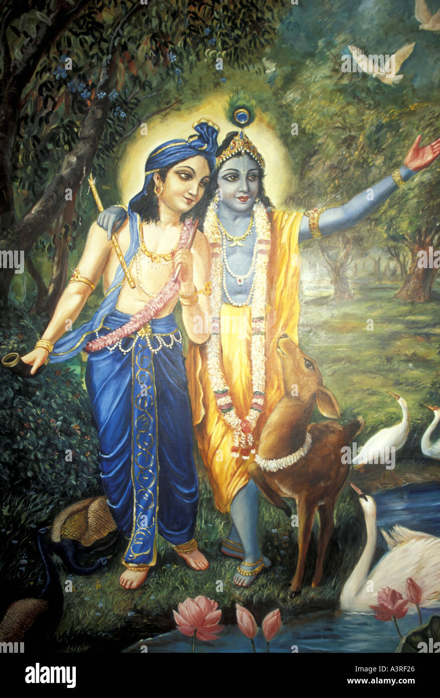 Lord Krishna and his elder brother Balarama from the epic Ramayana Stock Photo
