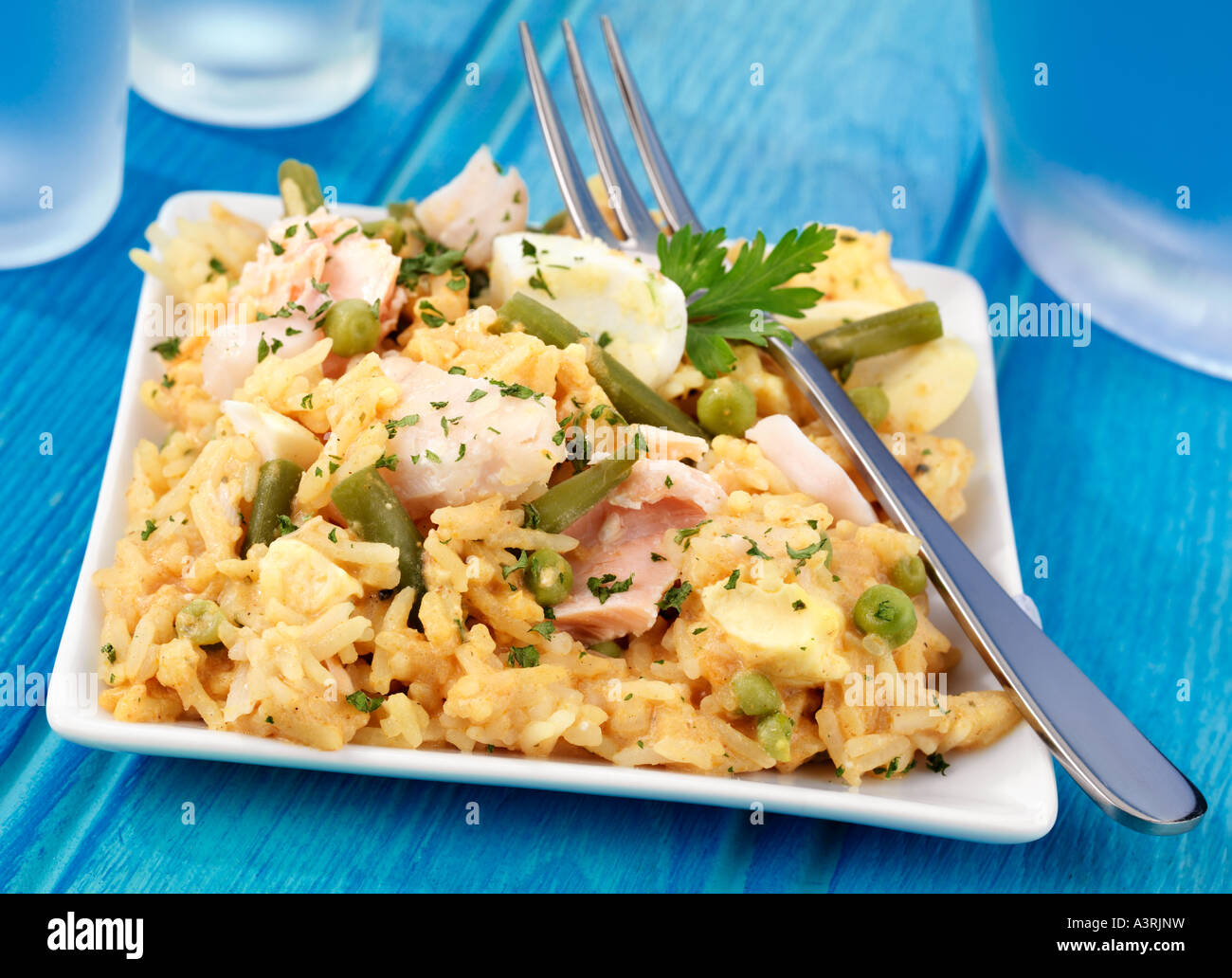 HADDOCK AND SALMON KEDGEREE Stock Photo Alamy