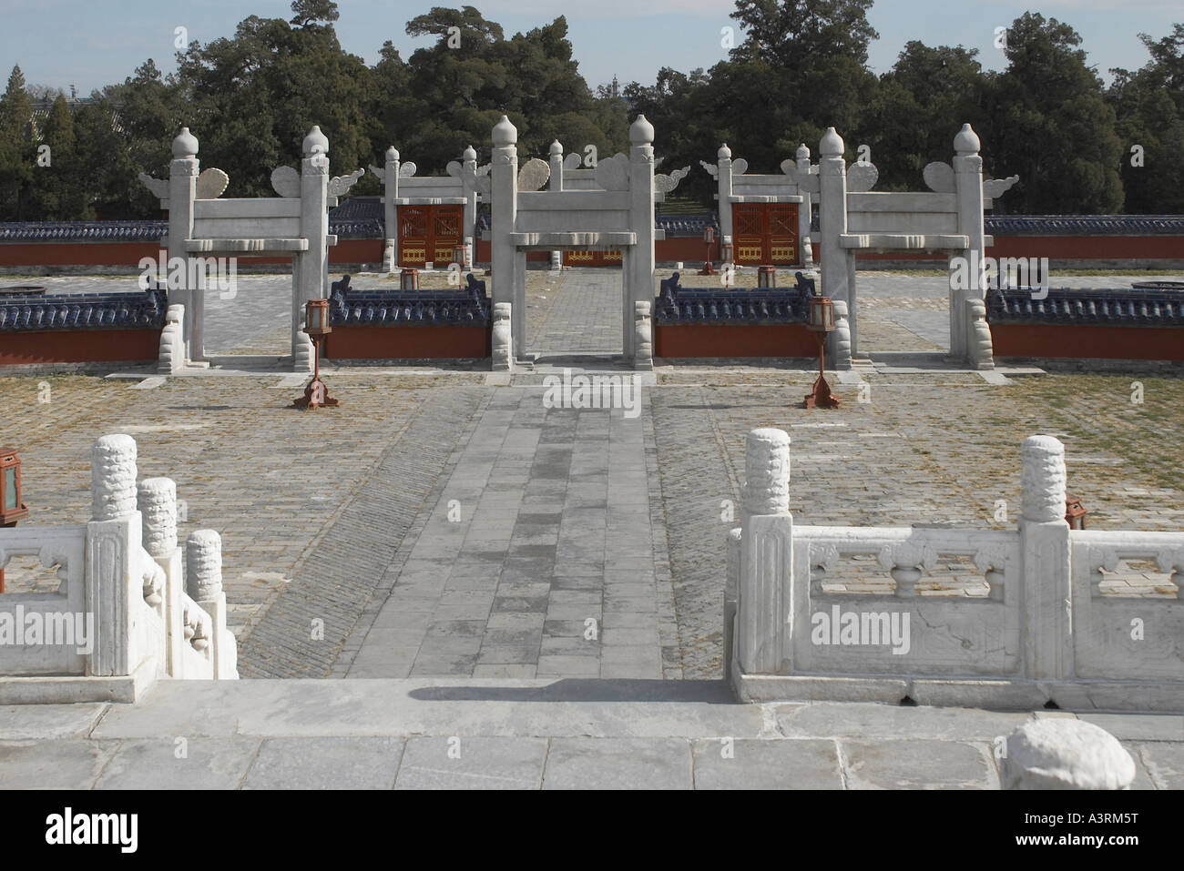 South Entrance or South Heavenly Gate to the Circular Mound Altar at the Temple of Heaven Park in Beijing China Stock Photo