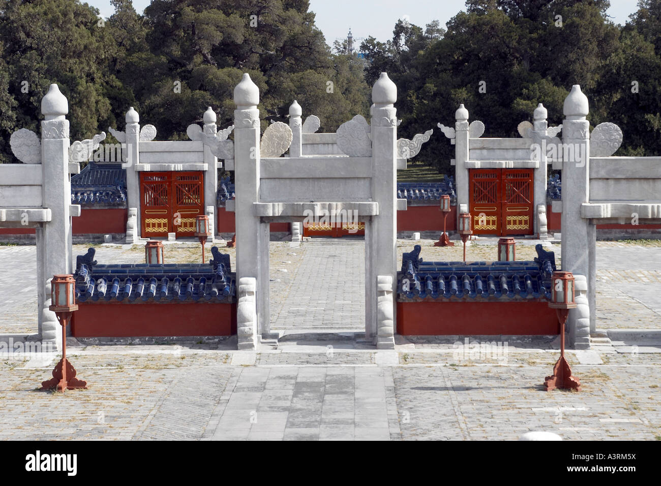 South Entrance or South Heavenly Gate to the Circular Mound Altar at the Temple of Heaven Park in Beijing China Stock Photo