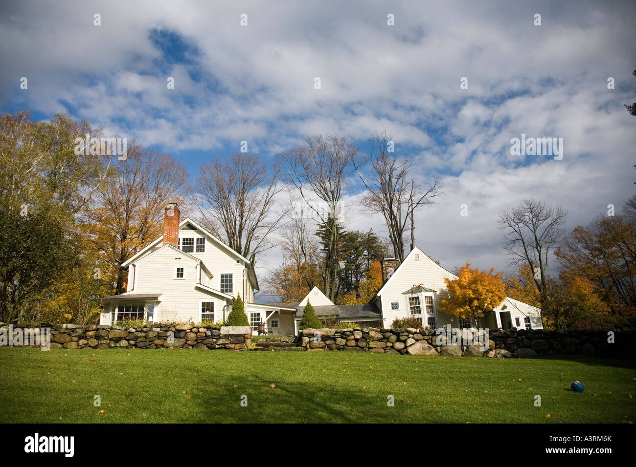 Typical New England wooden house in Wilton Connecticut USA Stock Photo
