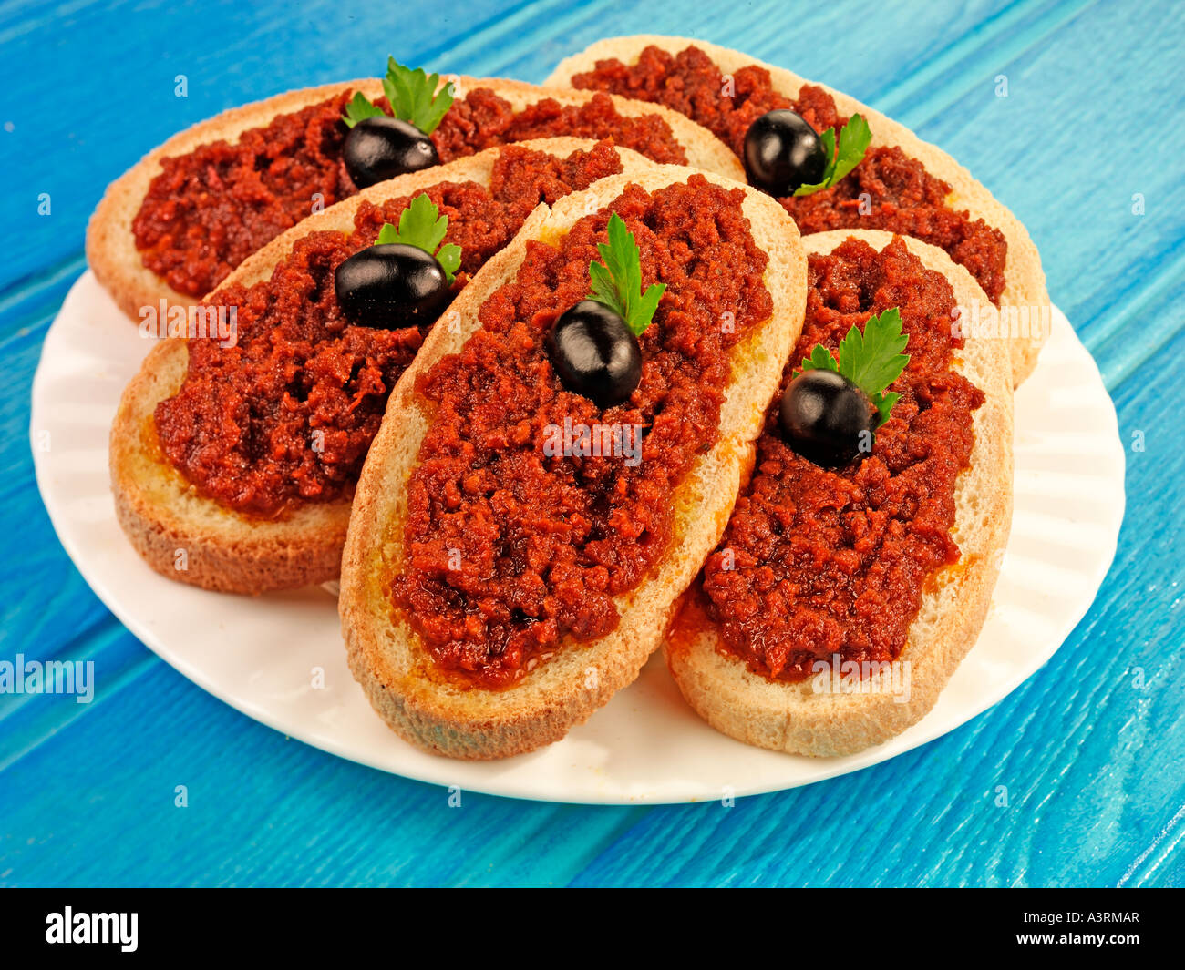 BRUSCHETTA WITH SUNDRIED TOMATOES Stock Photo Alamy