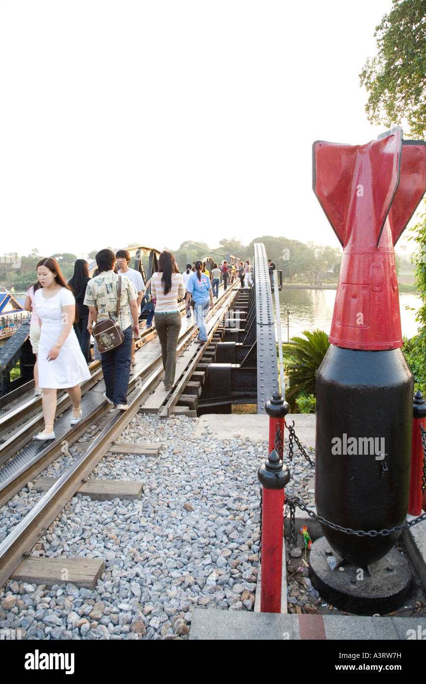 Death Railway Bridge, Kwai River, Kanchanaburi, Thailand Stock Photo