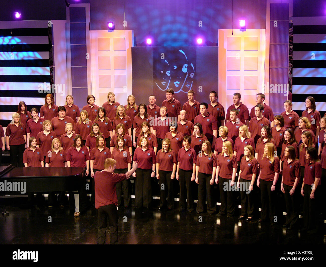 A Traditional welsh mixed voice choir singing in competition for best choir in Wales Stock Photo