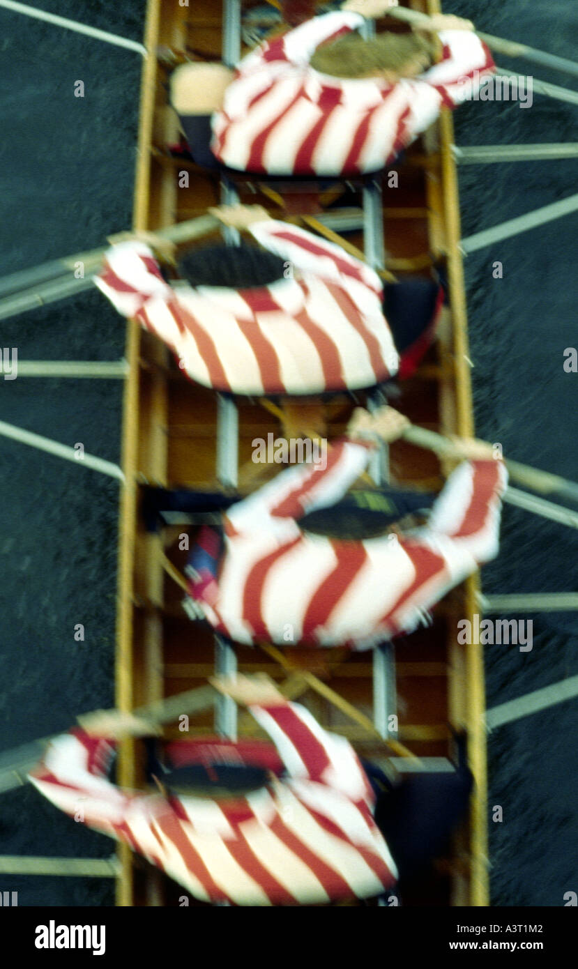 Close-up picture of a rowing eight in action during the annual Heads of ...