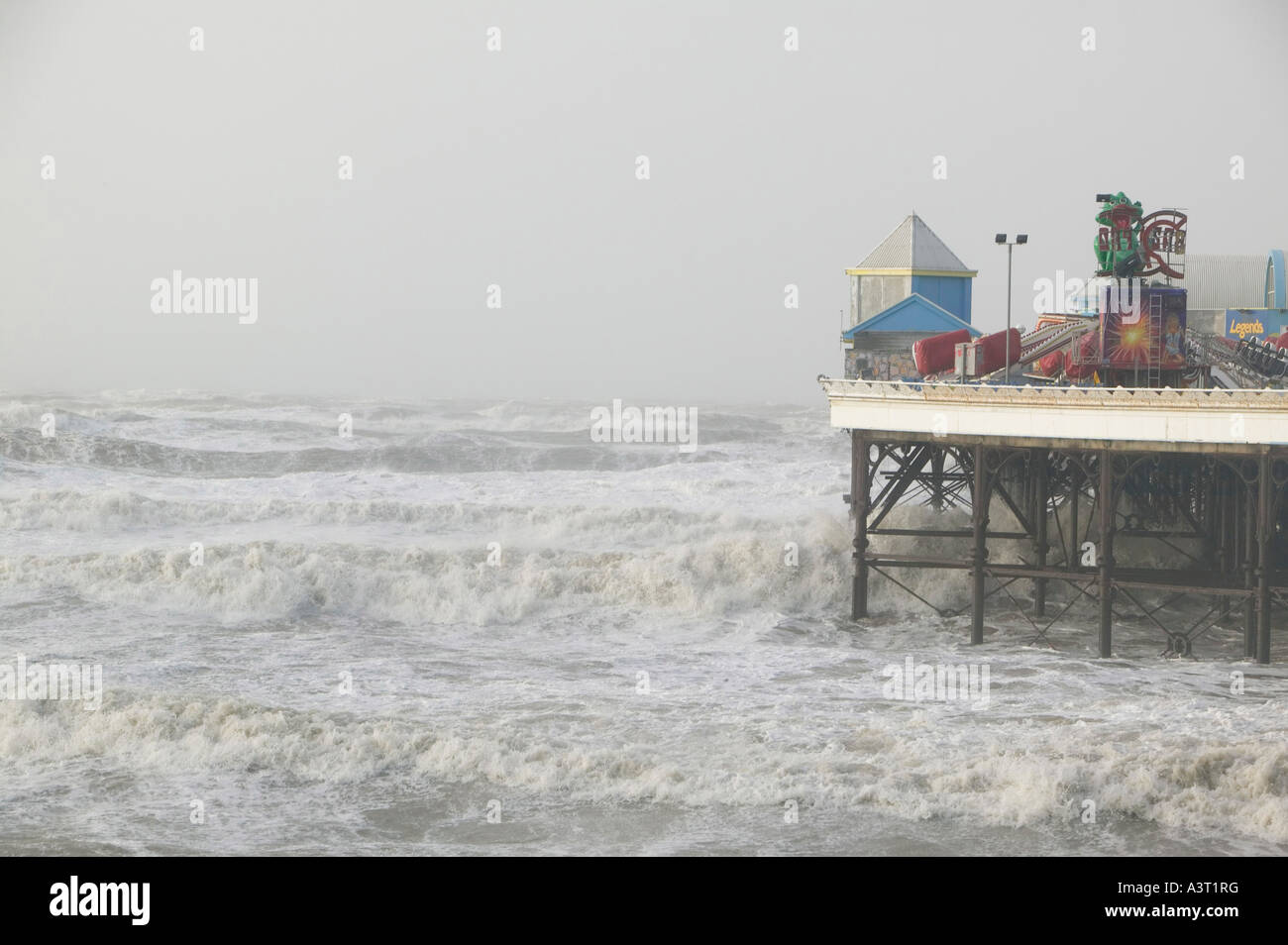 severe storm battering Blackpool, Lancashire, UK Stock Photo