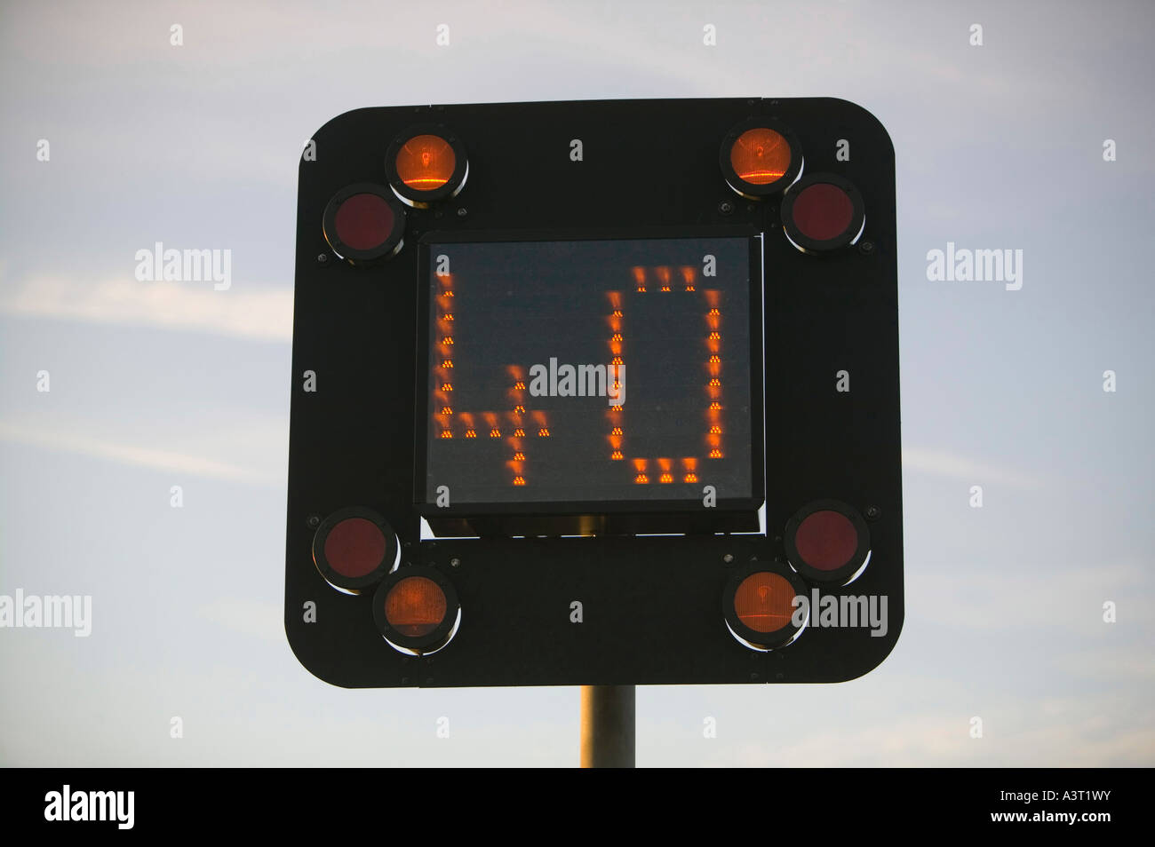 a warning sign on the motorway, Manchester, UK Stock Photo