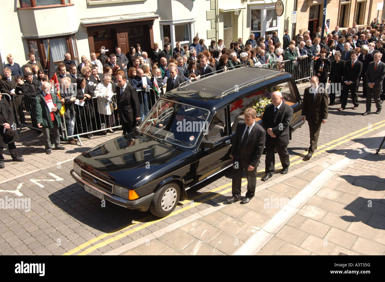 The funeral of welsh campaigning politician Gwynfor Evans Aberystwyth