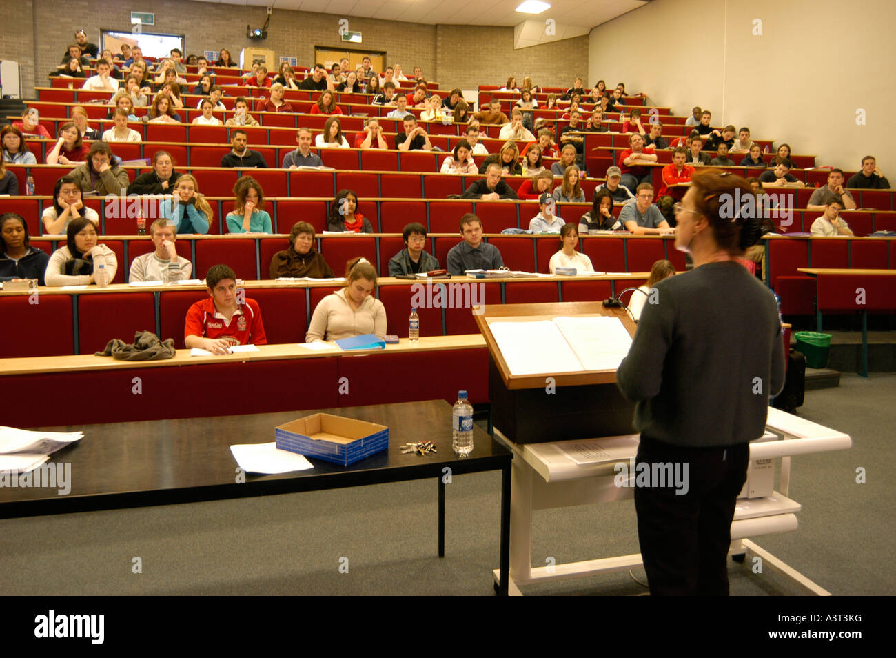 A woman teacher delivering a lecture in the Law department Aberystwyth university Wales UK Stock Photo
