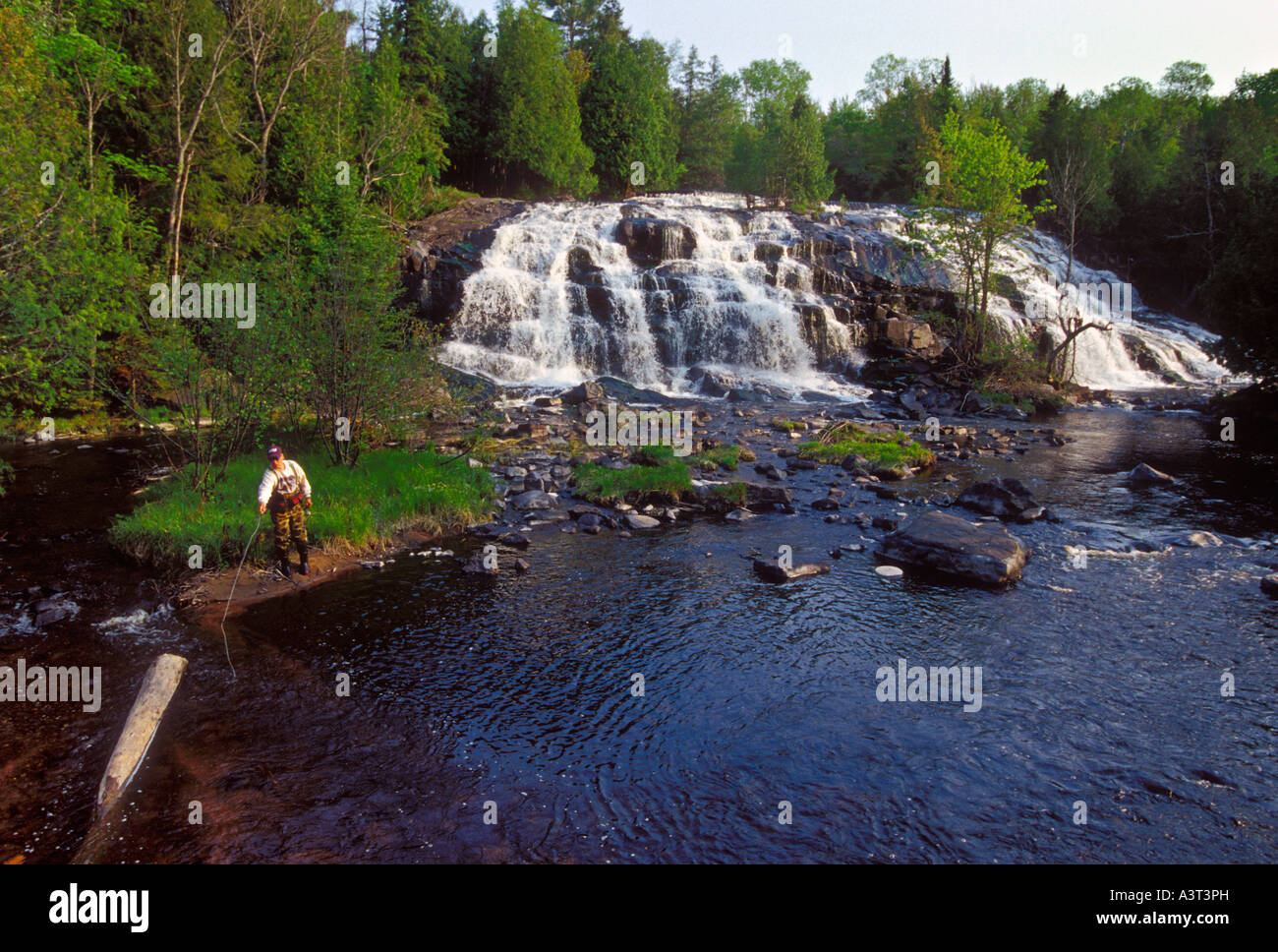 Trout fishing, Bond Falls, Michigan, Upper Peninsula Stock Photo Alamy