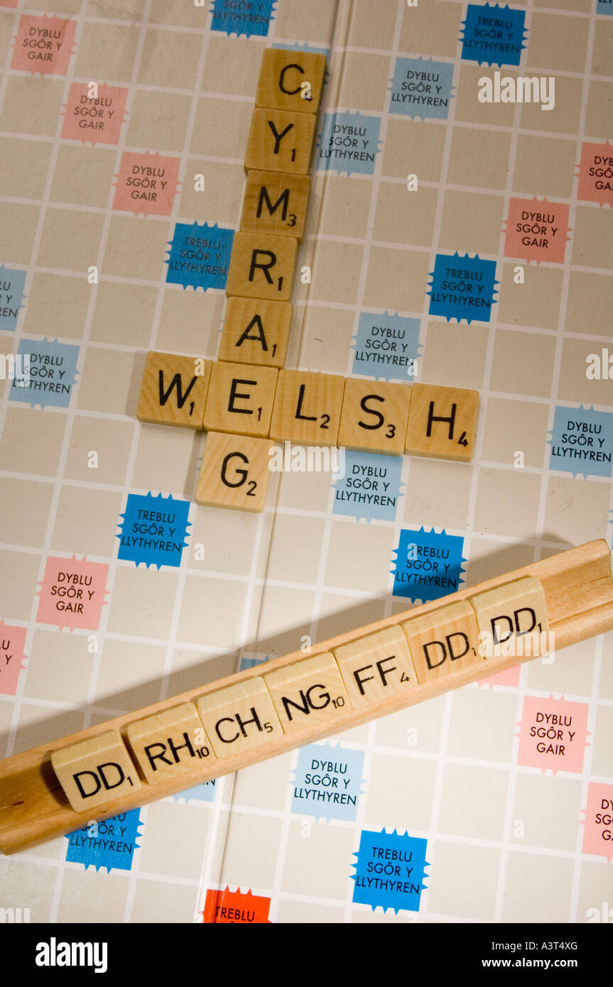 WELSH scrabble game with characteristic double letter tiles digraphs