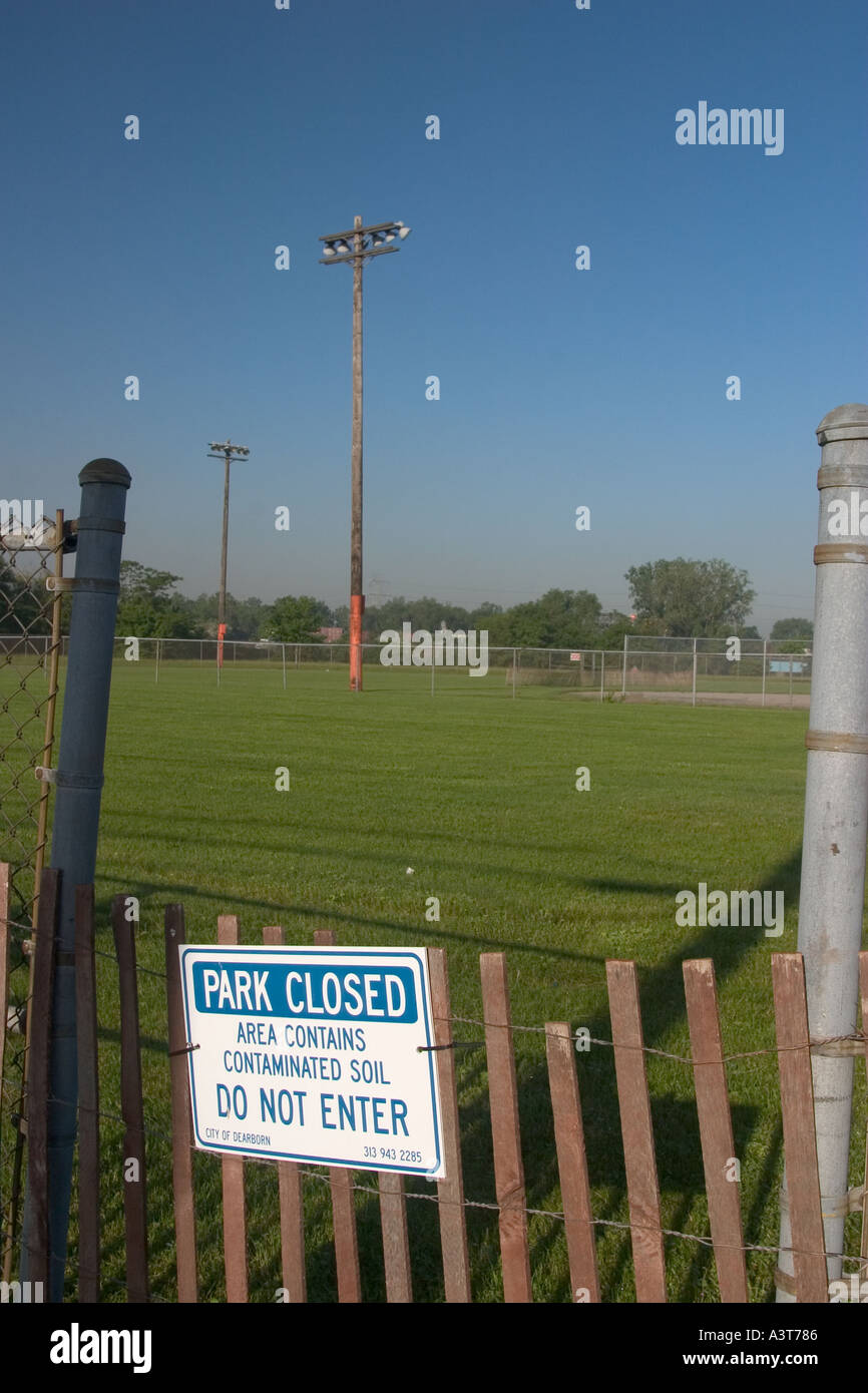 Park closed due to toxins in soil Stock Photo