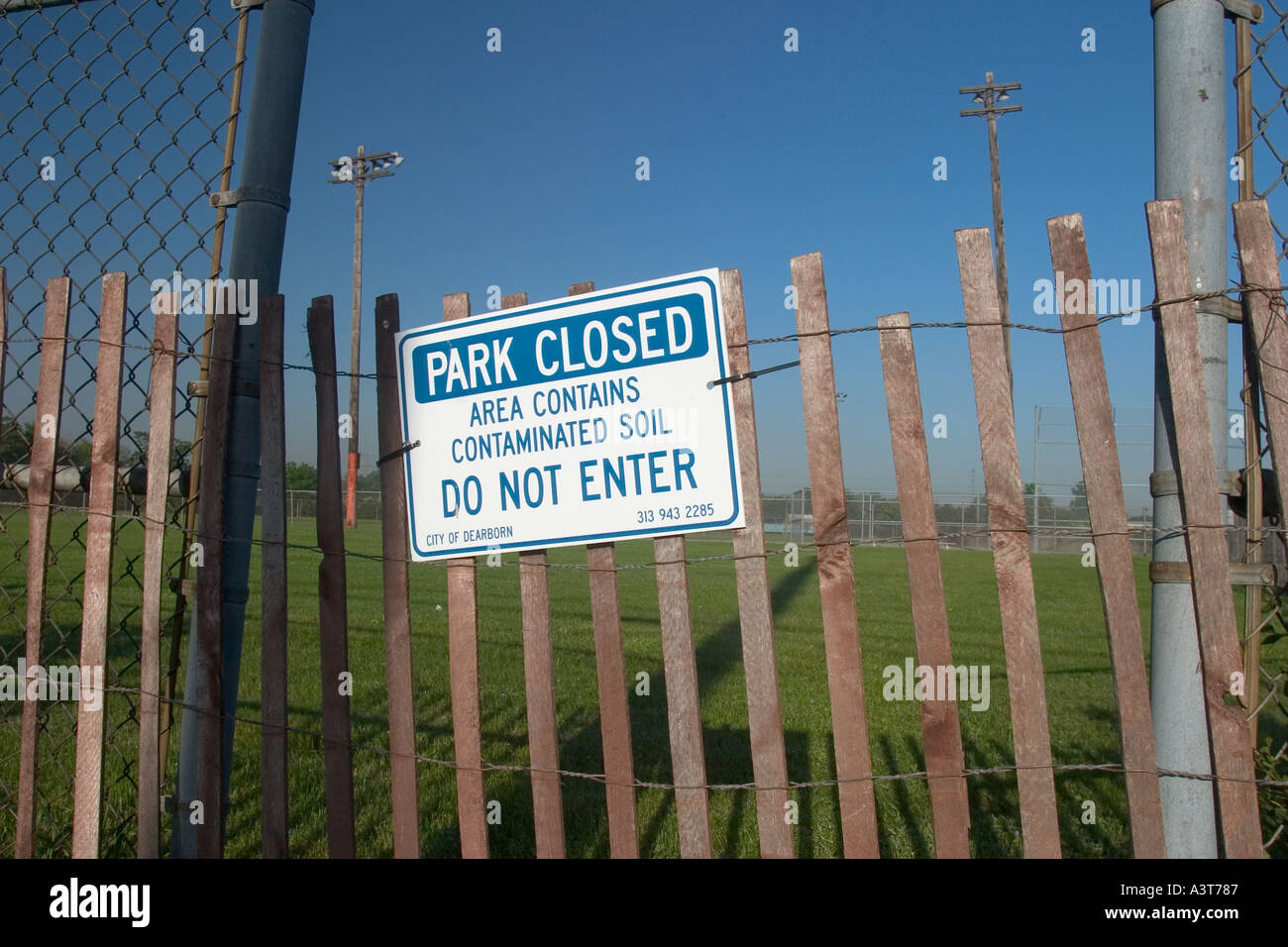 Park closed due to toxins in soil Stock Photo