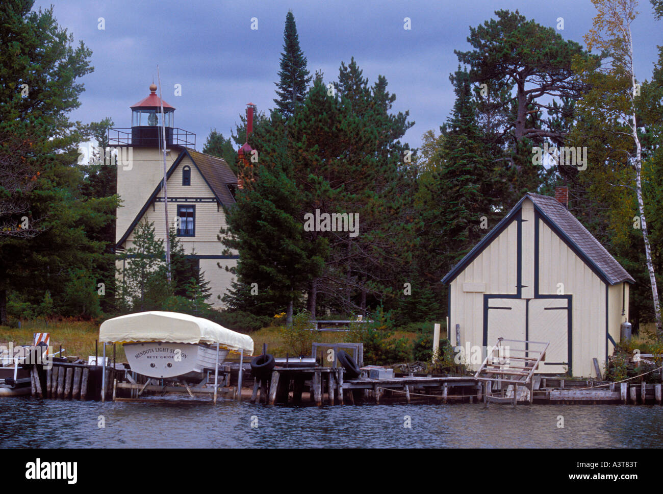 The privately owned Mendota Bete Grise Lighthouse in Lac La Belle Mich