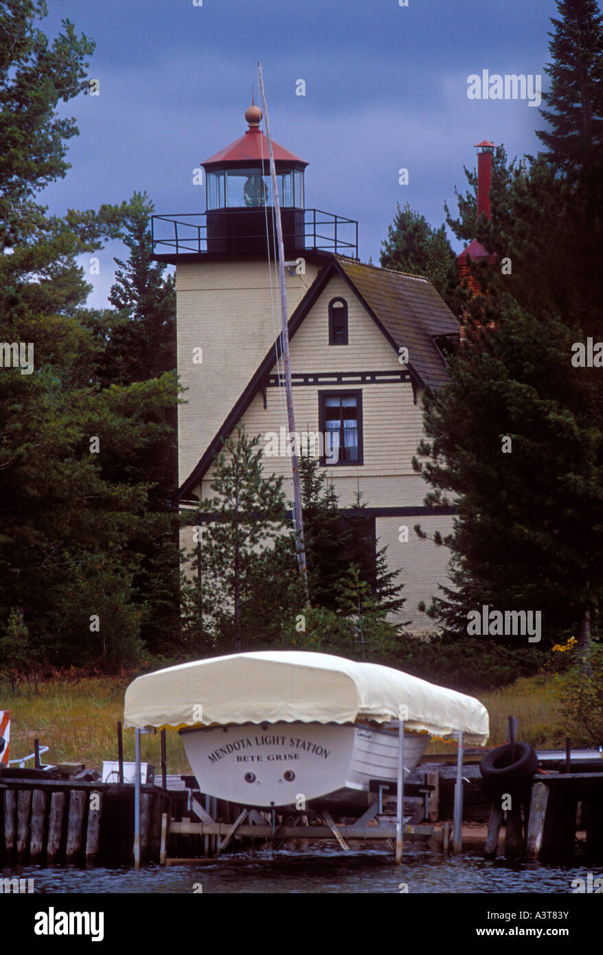 The privately owned Mendota Bete Grise Lighthouse in Lac La Belle Mich