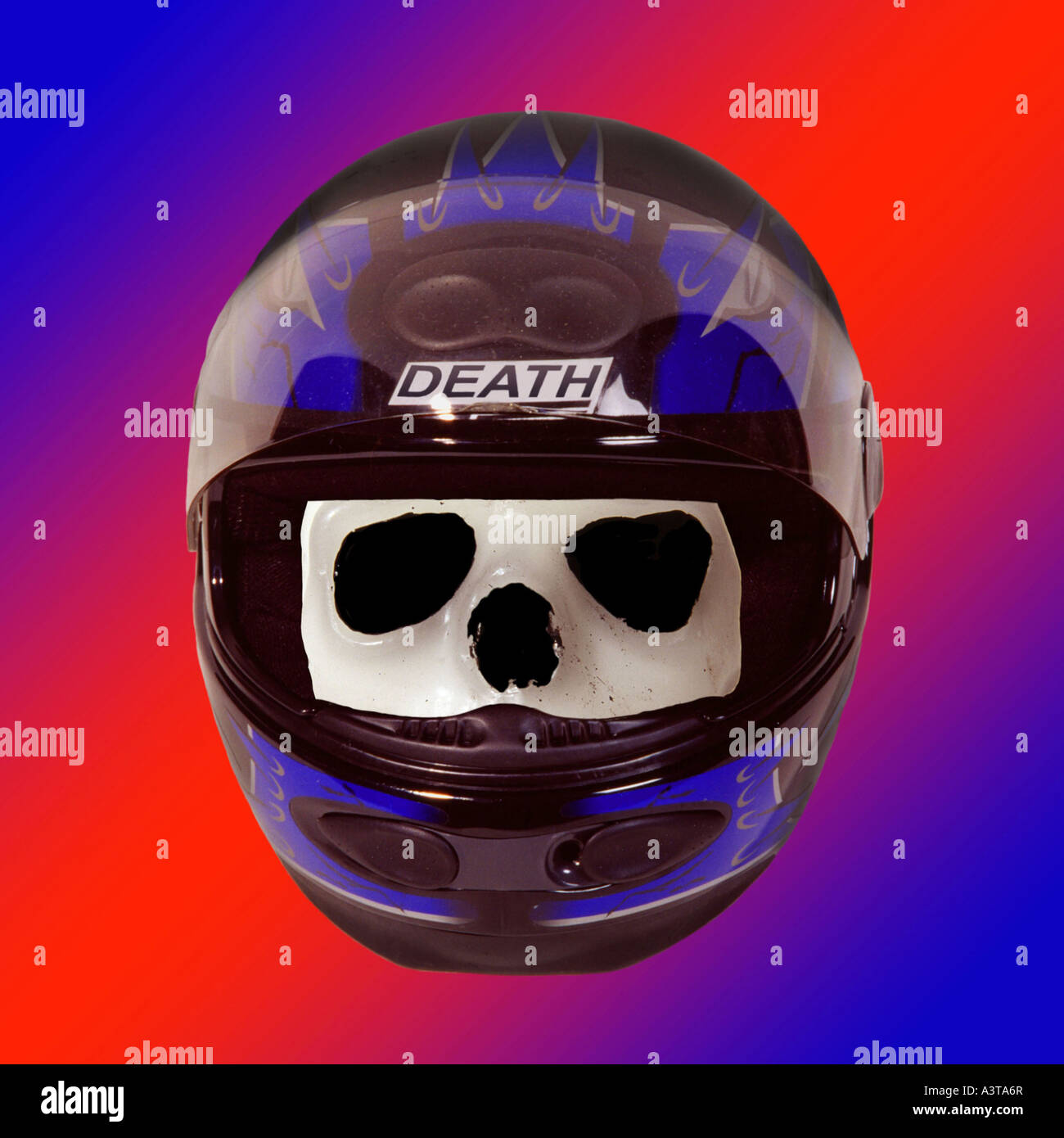 skull with a motorcycle helmet, Germany Stock Photo Alamy
