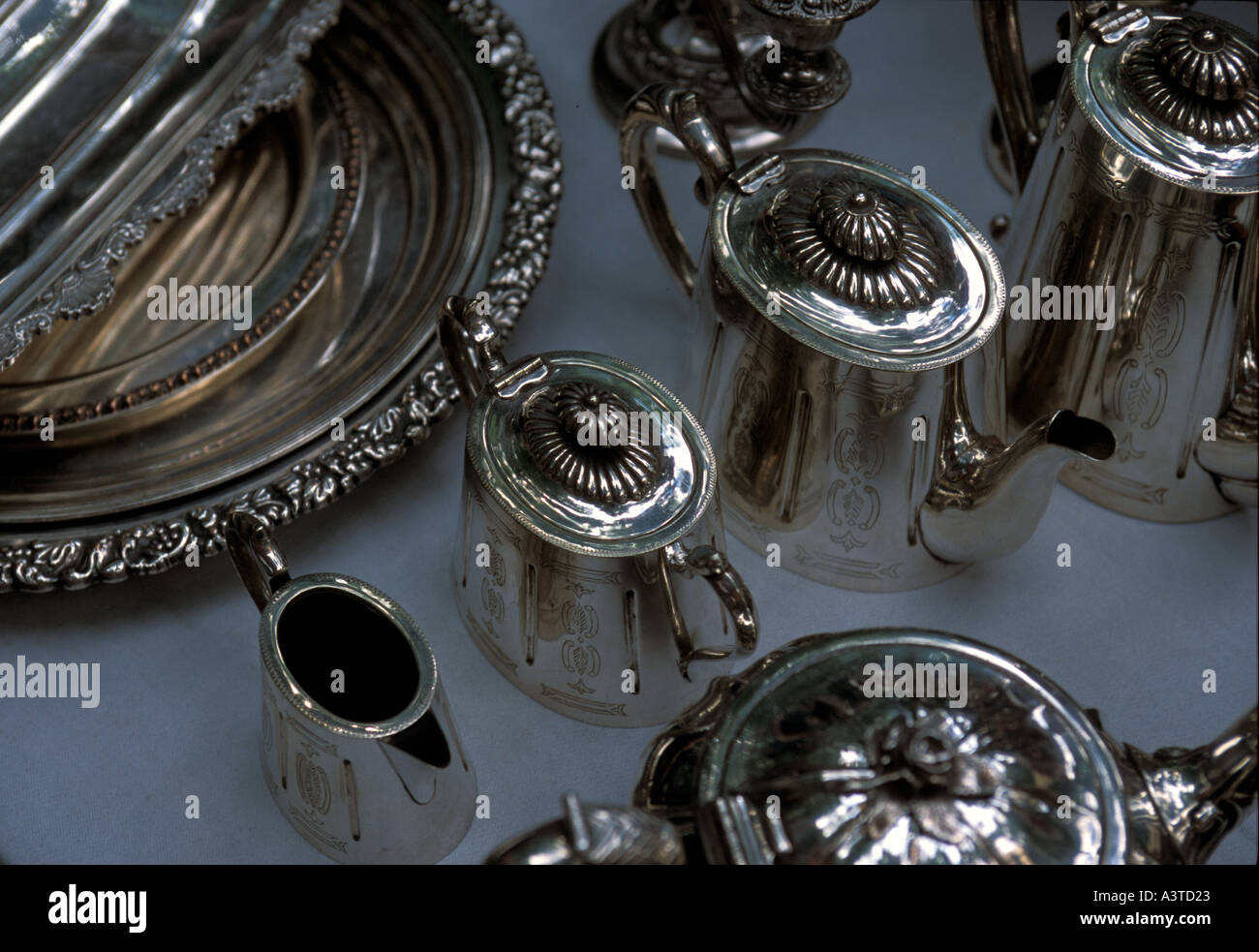Silver tea service Stock Photo Alamy