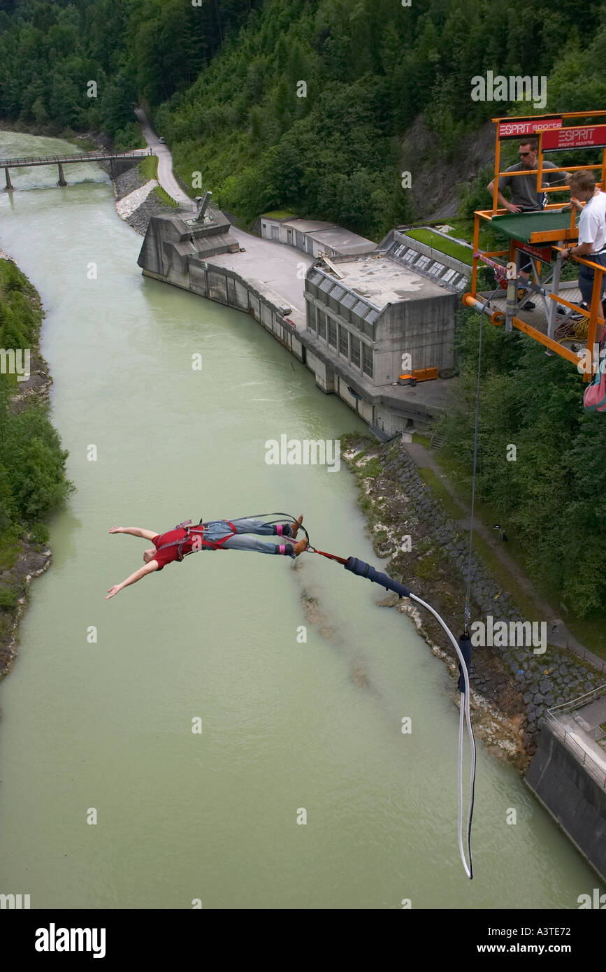 50m bungee jump from concrete dam Stock Photo - Alamy