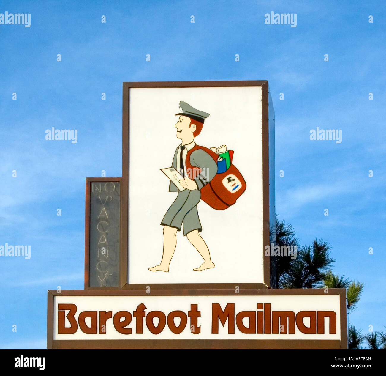 Barefoot Mailman motel sign in Ocean City Maryland Stock Photo