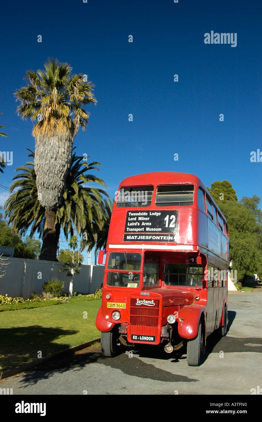 Red London bus at Matjiesfontein, South Africa Stock Photo