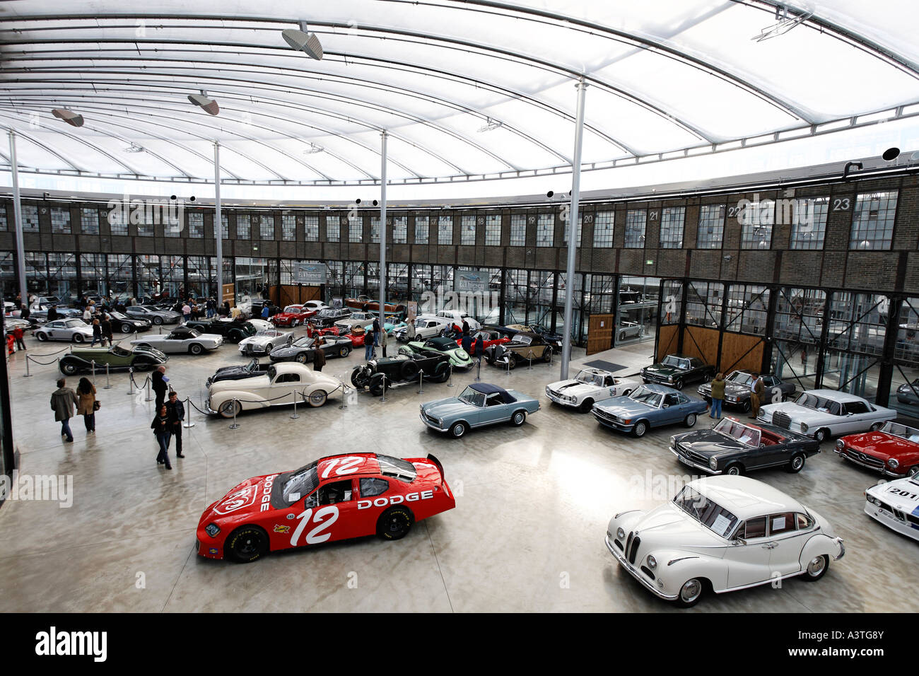 Oldtimer museum and sale at a former railway roundhouse, Meilenwerk  Duesseldorf, Germany Stock Photo - Alamy