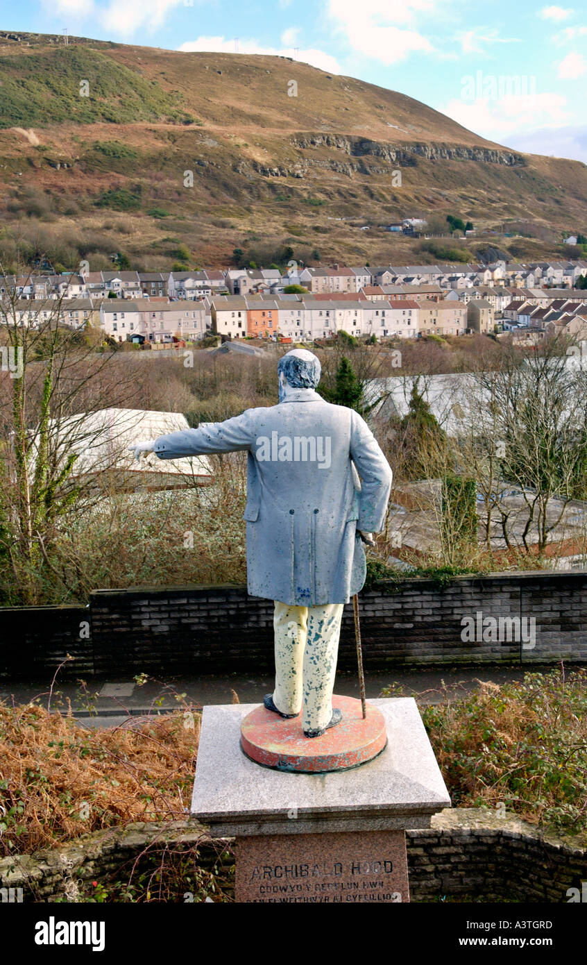 Statue of coal owner Archibald Hood at Llwnypia Rhondda Valley South Wales UK GB Stock Photo Alamy