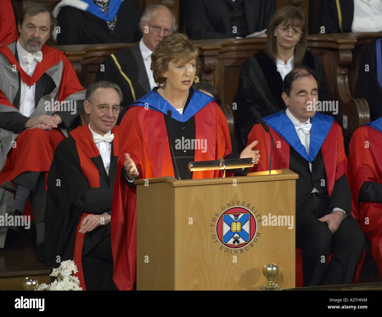 Irish president Mary McAleese receiving an honorary degree from University of Edinburgh Stock Photo