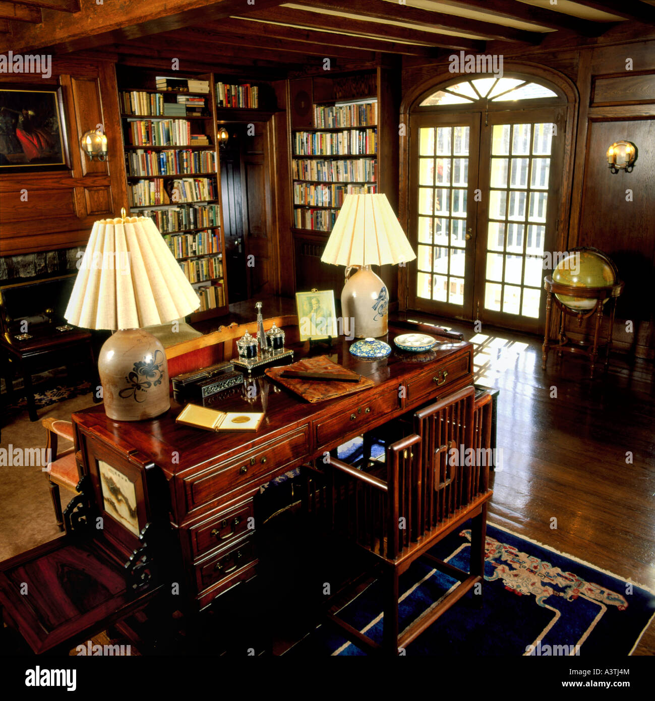 Library At Green Hills Farm, Home To Pearl S. Buck, Nobel And Pulitzer Prize Winner, Perkasie,  Pennsylvania, Stock Photo