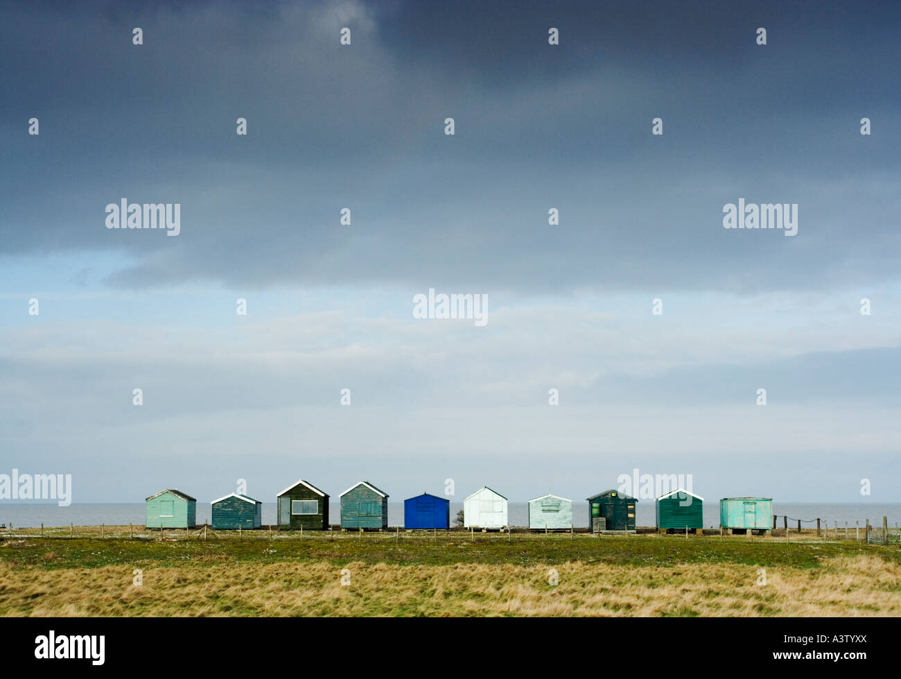 Beach huts , Seasalter , Kent Stock Photo