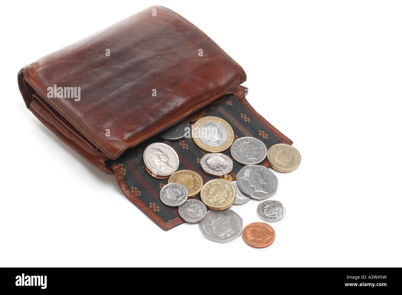 British coins spilling from man's wallet Stock Photo - Alamy