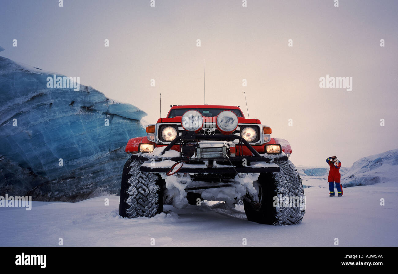Super Jeep on Eyjabakkajokull glacier, Iceland Stock Photo