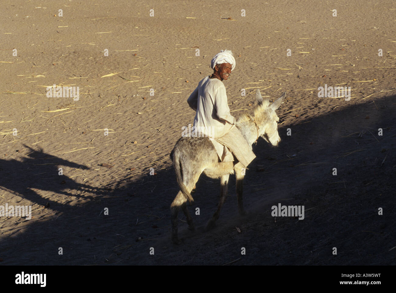 man on donkey nuri north sudan Stock Photo