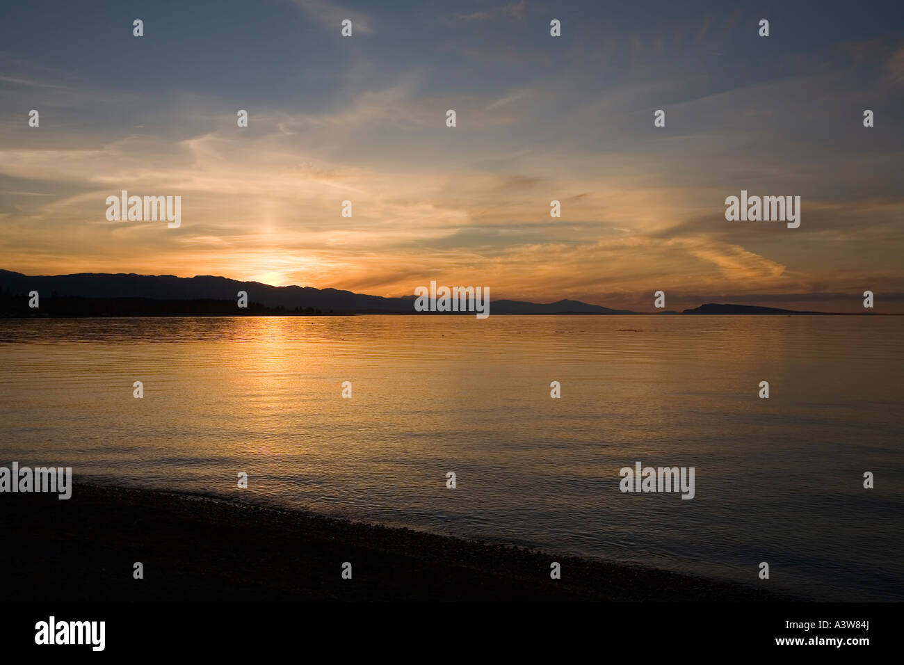 Sunset at Qualicum beach on the west coast of Vancouver island Canada Stock Photo