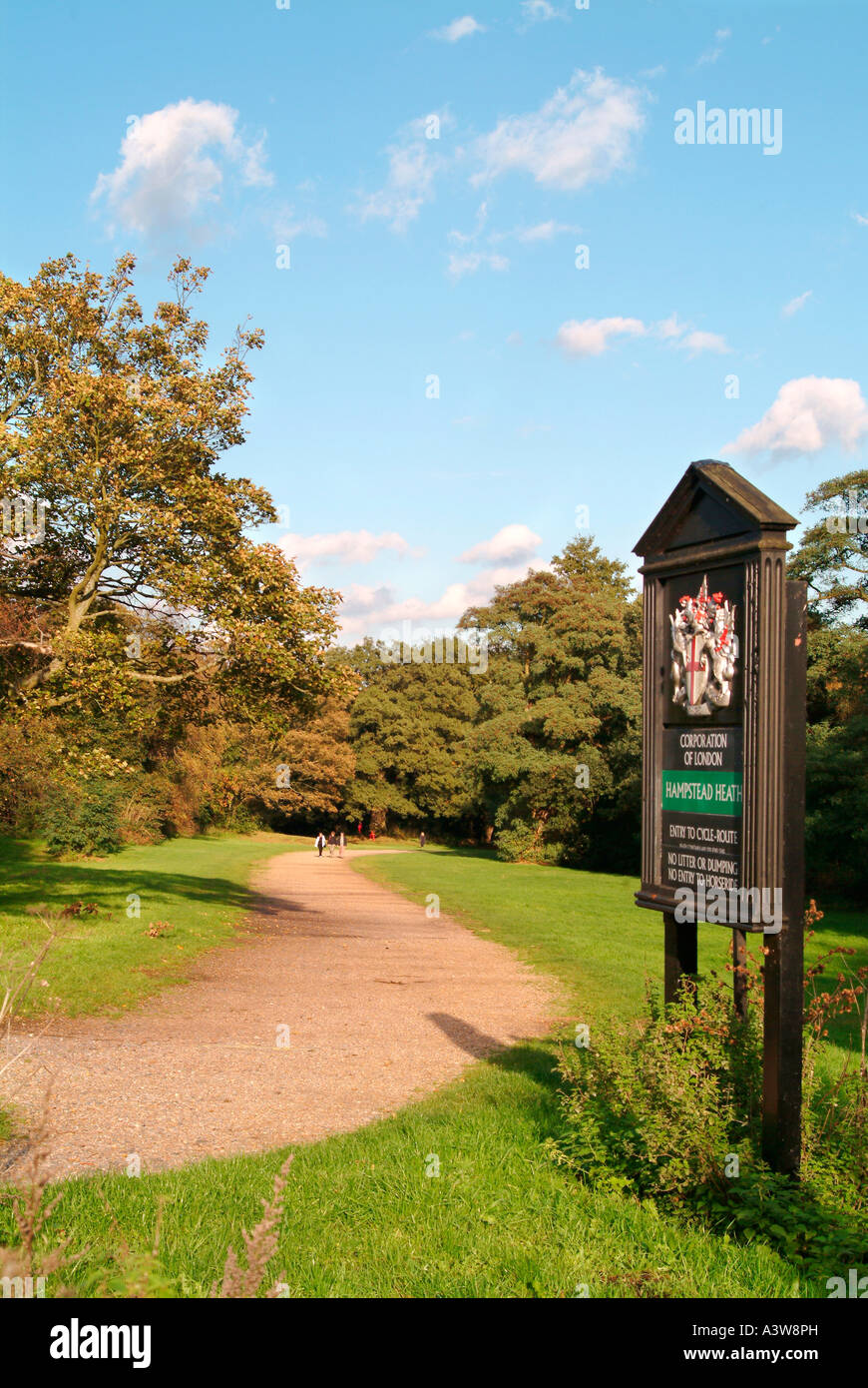 Entry sign to Hampstead Heath London Stock Photo Alamy