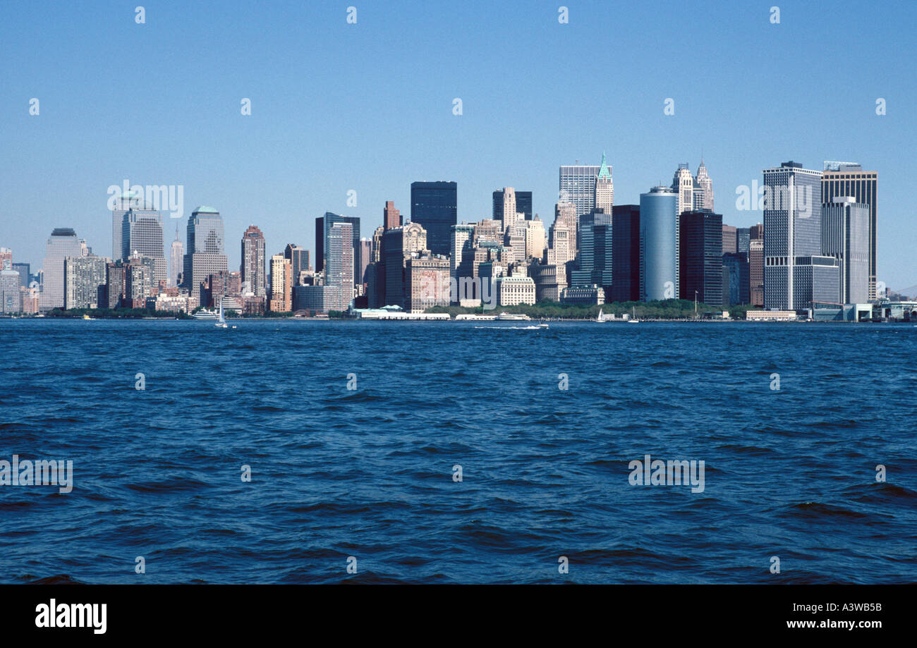 A view of the Post 9 11 skyline of lower Manhattan in New York City ...