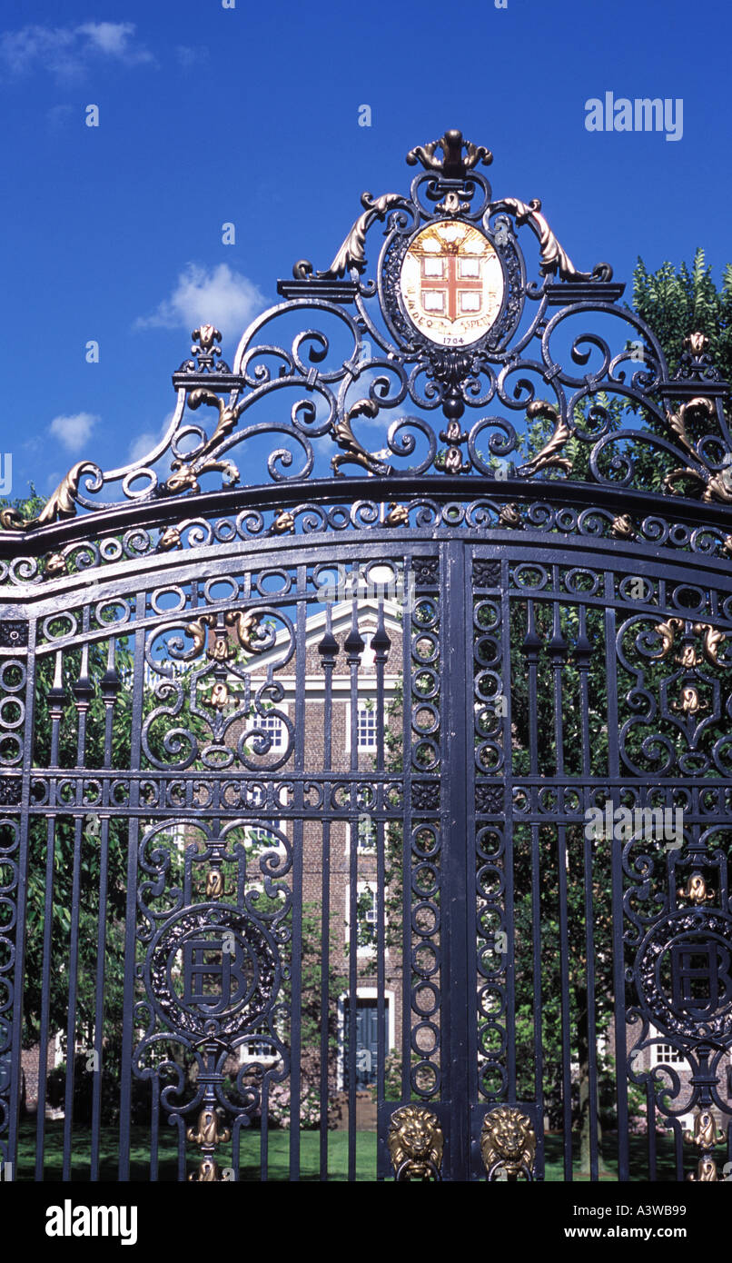Entrance Gates to Brown University in Providence Rhode Island Stock