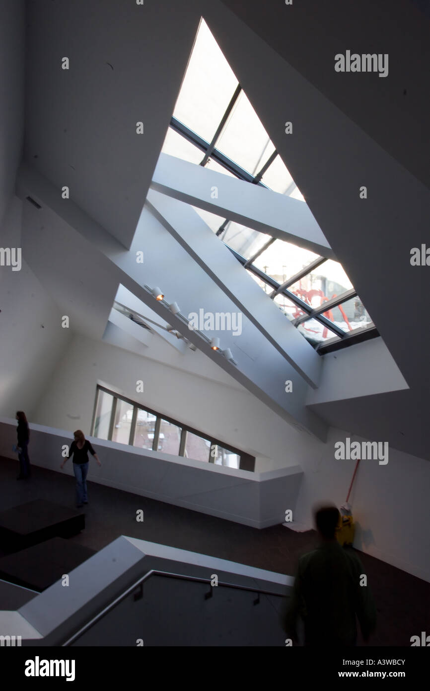 A view of the angled windows inside the new Denver Art Museum, Denver ...