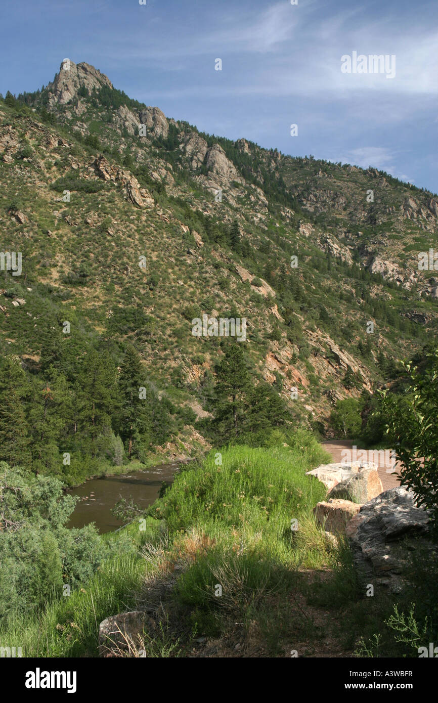 A vertical view of the South Platte river as it flows through Waterton