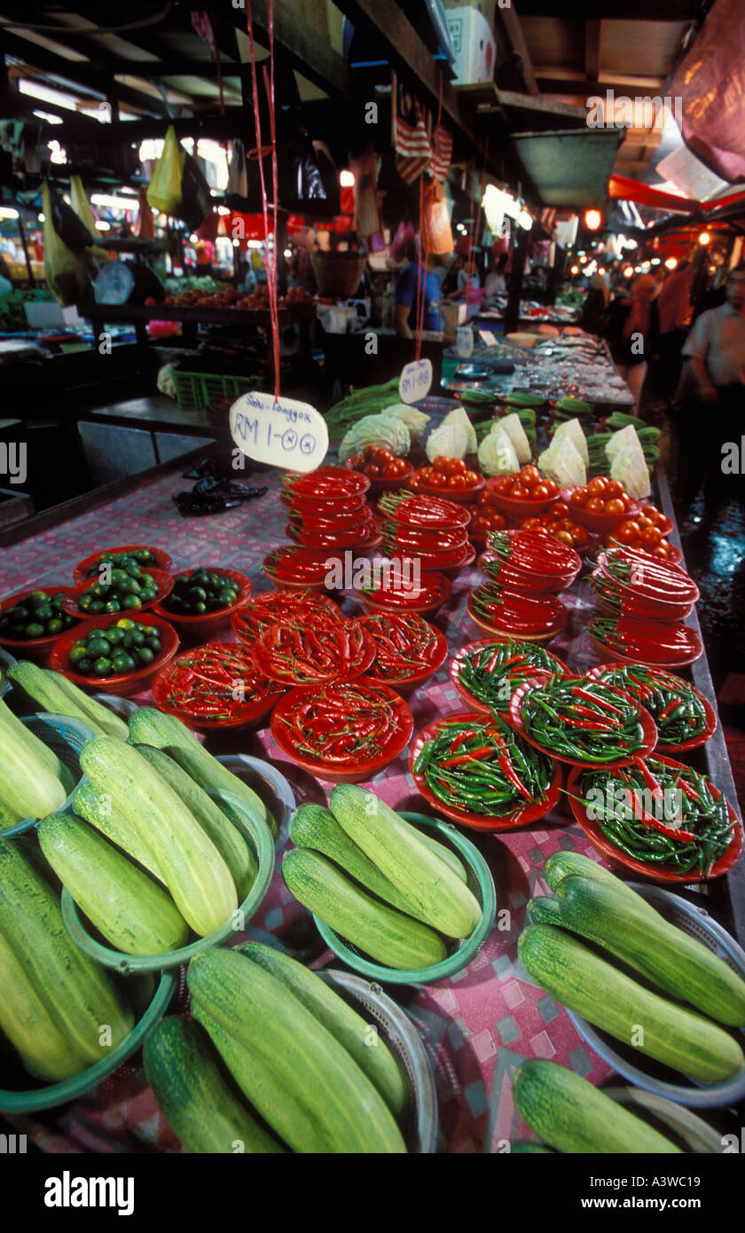 Cucumber Chillies Tomato Cabbage Chow Kit Market Kuala Lumpur Malaysia Stock Photo