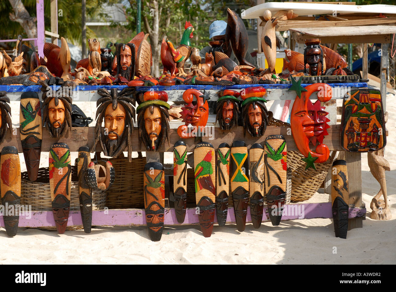 Wood carvings Negril Jamaica Stock Photo 6208305 Alamy