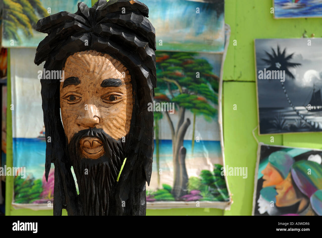 Wood carvings Negril Jamaica Stock Photo Alamy