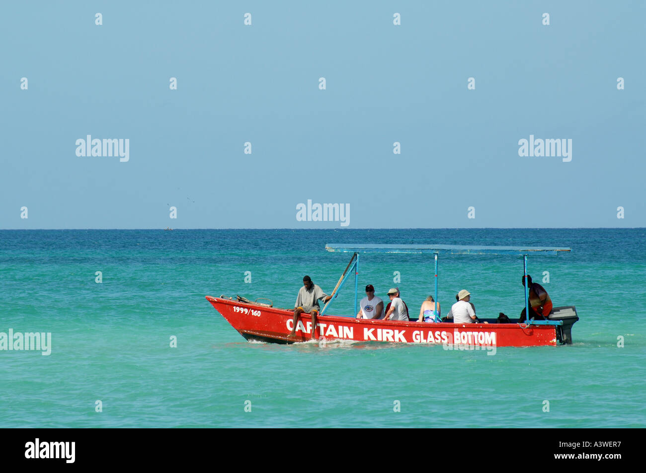 Glass bottom boat Negril Jamaica Stock Photo Alamy