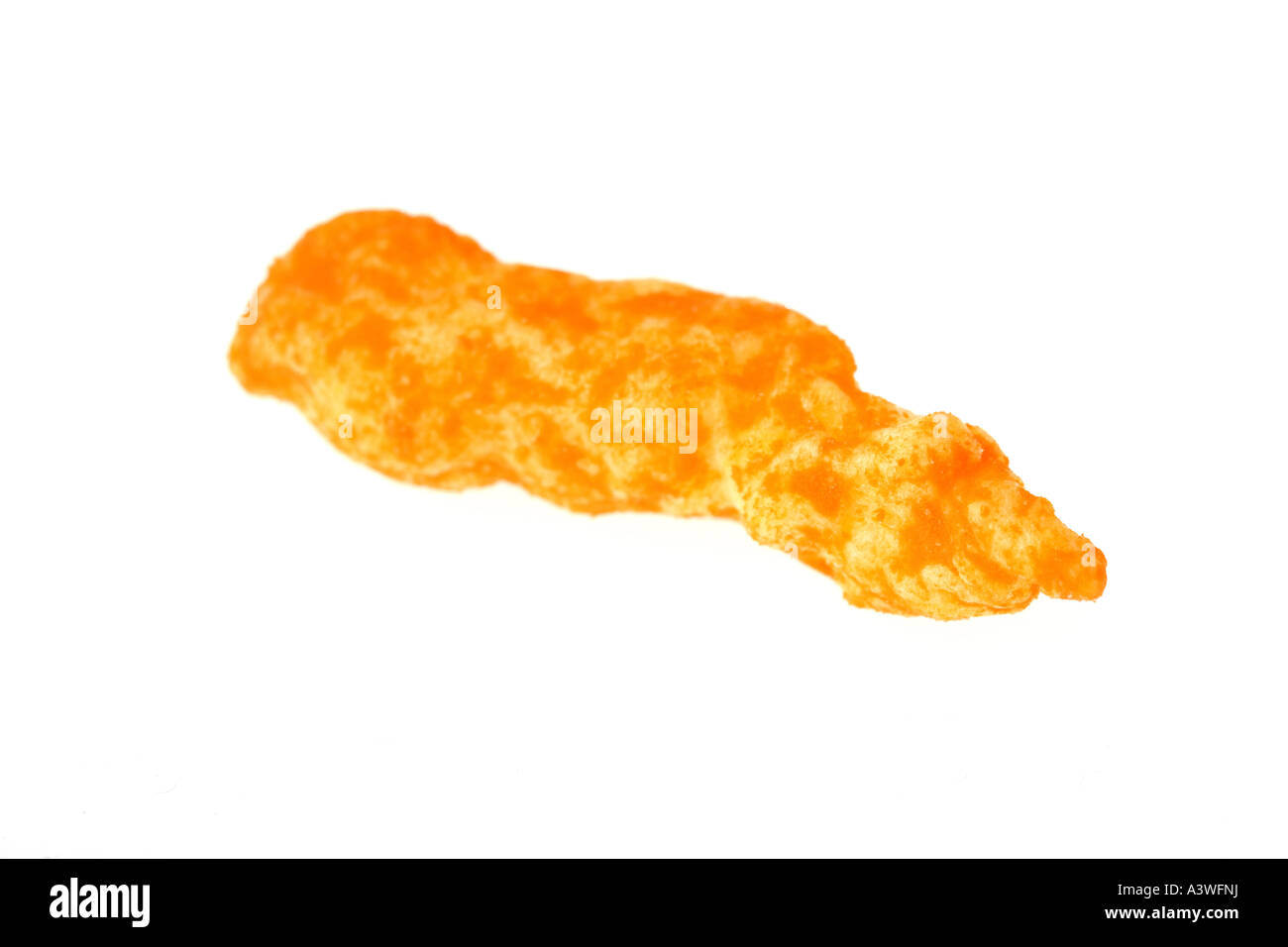 Photo of a Cheese doodle type chip on a white background cutout Stock Photo