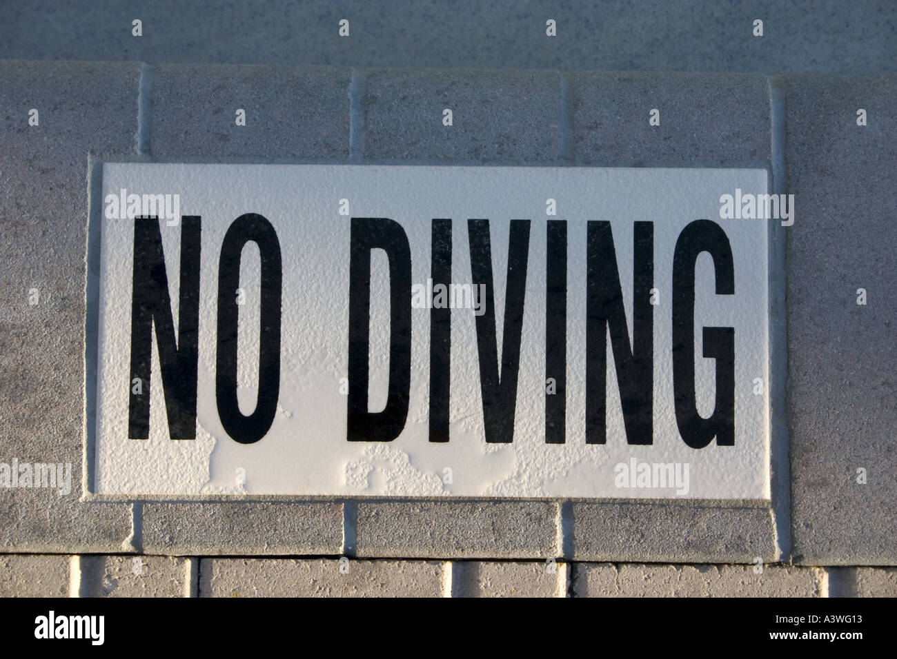No Diving swimming pool warning sign. Indian Shores Florida USA Stock Photo