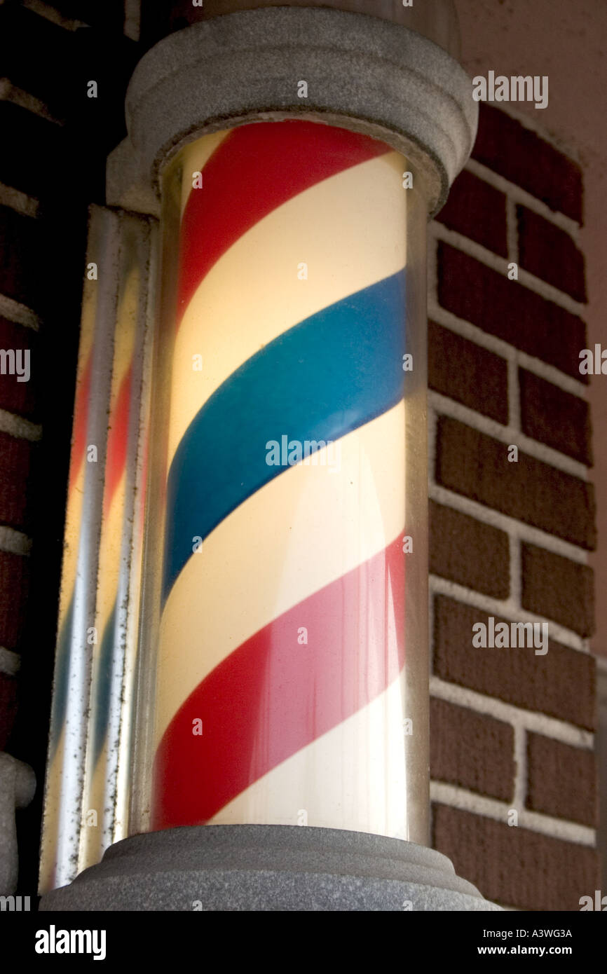 Barber poll on Corey Avenue. St Pete Beach Florida USA Stock Photo